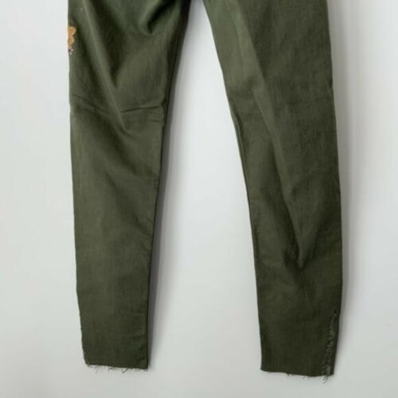 Zara Basic Green Embroidered Mid-Rise Skinny Boho Jeans 4 - Picture 6 of 8